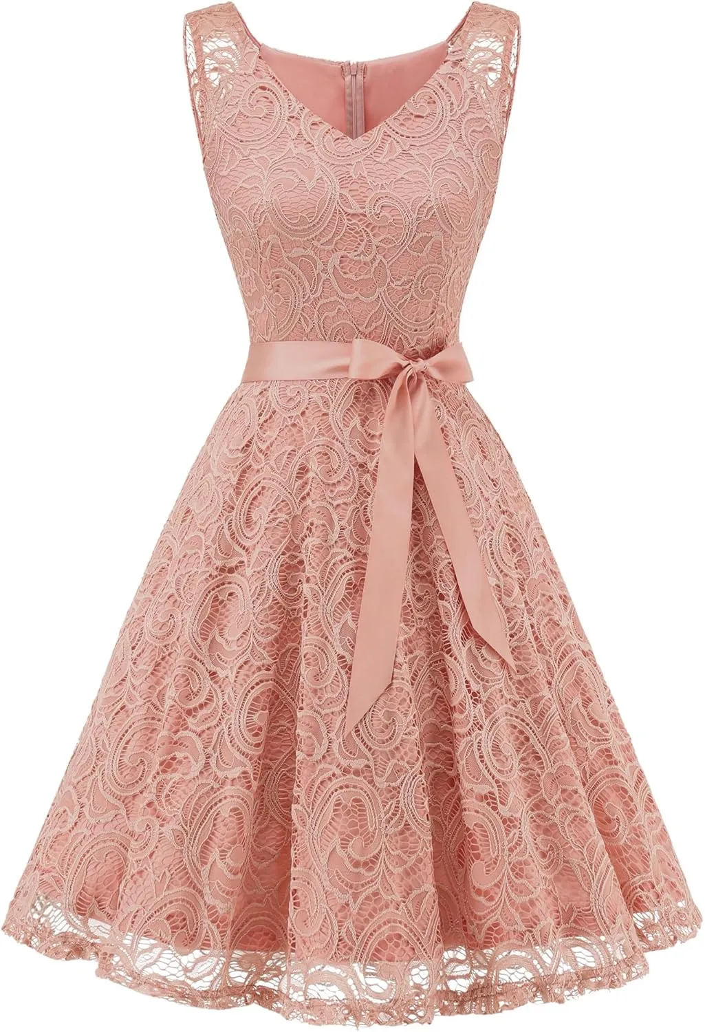 Dressystar Women Floral Lace Bridesmaid Party Dress Short Prom Dress V Neck