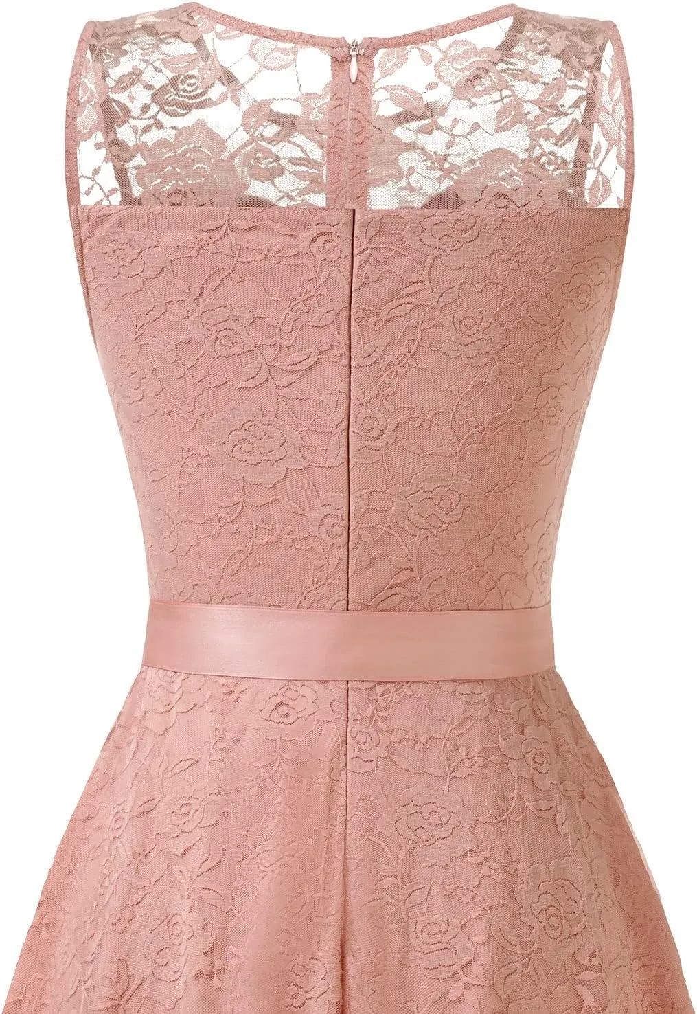 Dressystar Women's Floral Lace Dress Short Bridesmaid Dresses with Sheer Neckline