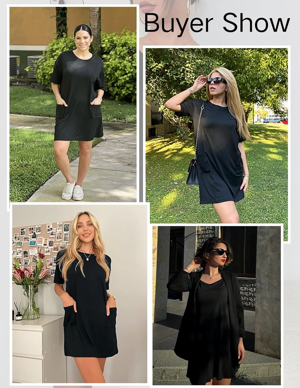 Ekouaer Sleep Shirts for Women Nightgown Short Sleeves T shirt Night Dress Round Neck Womans Nightgown with Pocket S-XXL