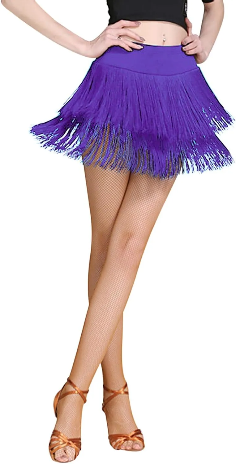 Fringe Dance Skirts for Women Teens Ballroom Latin Salsa Skirt Festive Rave Sexy Mini Shorts Skirt