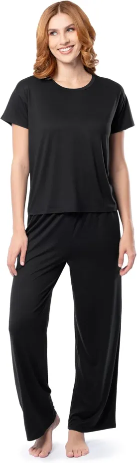 Fruit of the Loom Women's Drop Shoulder Tee and Convertible Waist Sleep Set