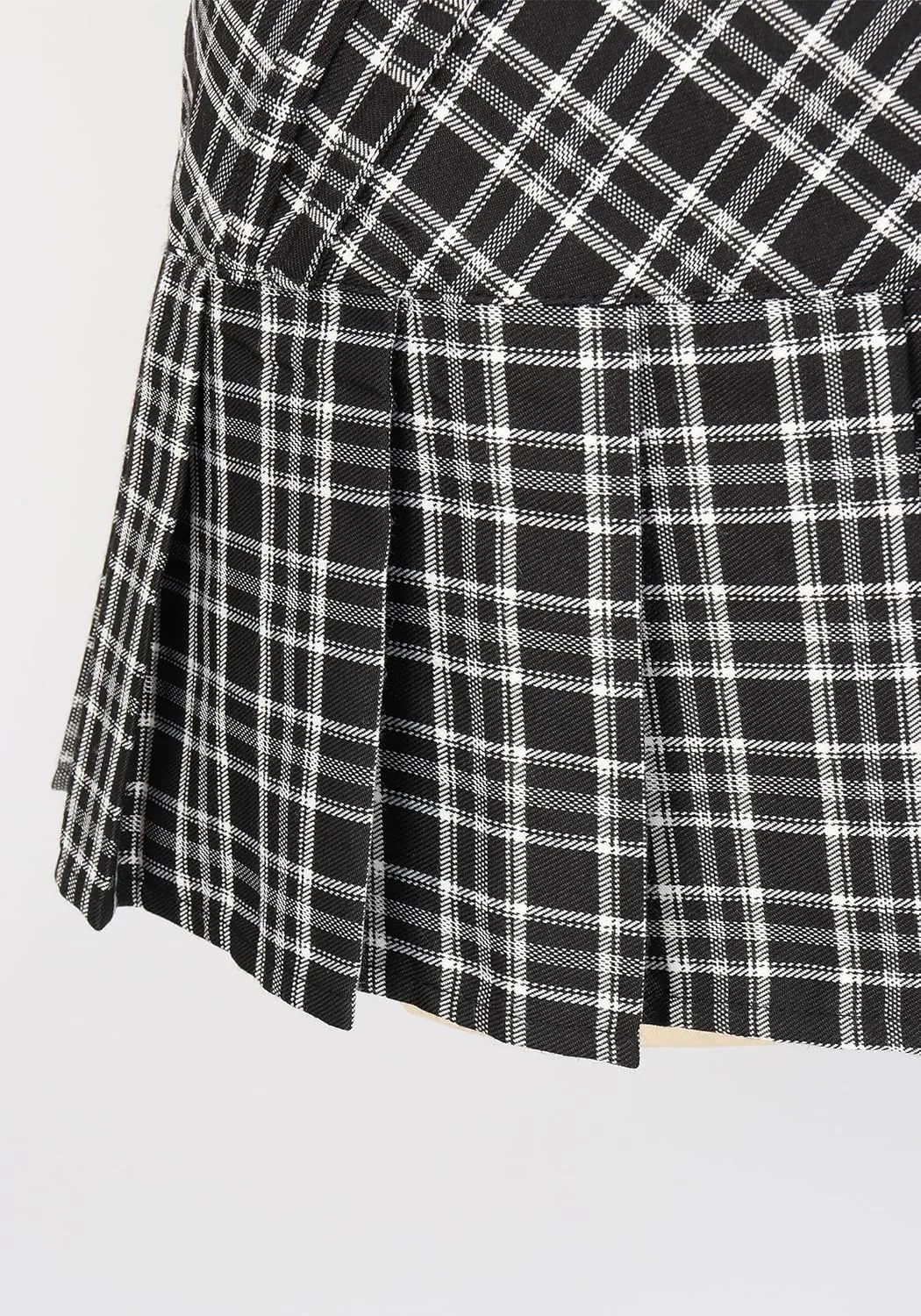 FURPHI Mini Plaid Pleated Skirt Women's US Size Low Waist Slit Schoolgirl Uniform