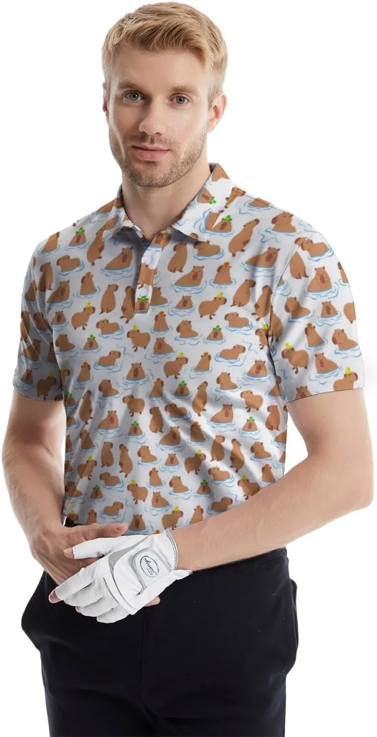 Golf Shirts for Men Funny Golf Polo Shirts Short Sleeve Polo Shirts Moisture Wicking Performance Golf Outfits