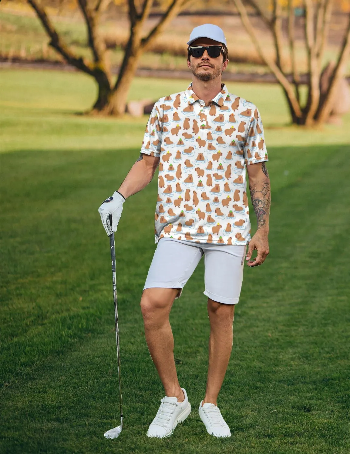 Golf Shirts for Men Funny Golf Polo Shirts Short Sleeve Polo Shirts Moisture Wicking Performance Golf Outfits