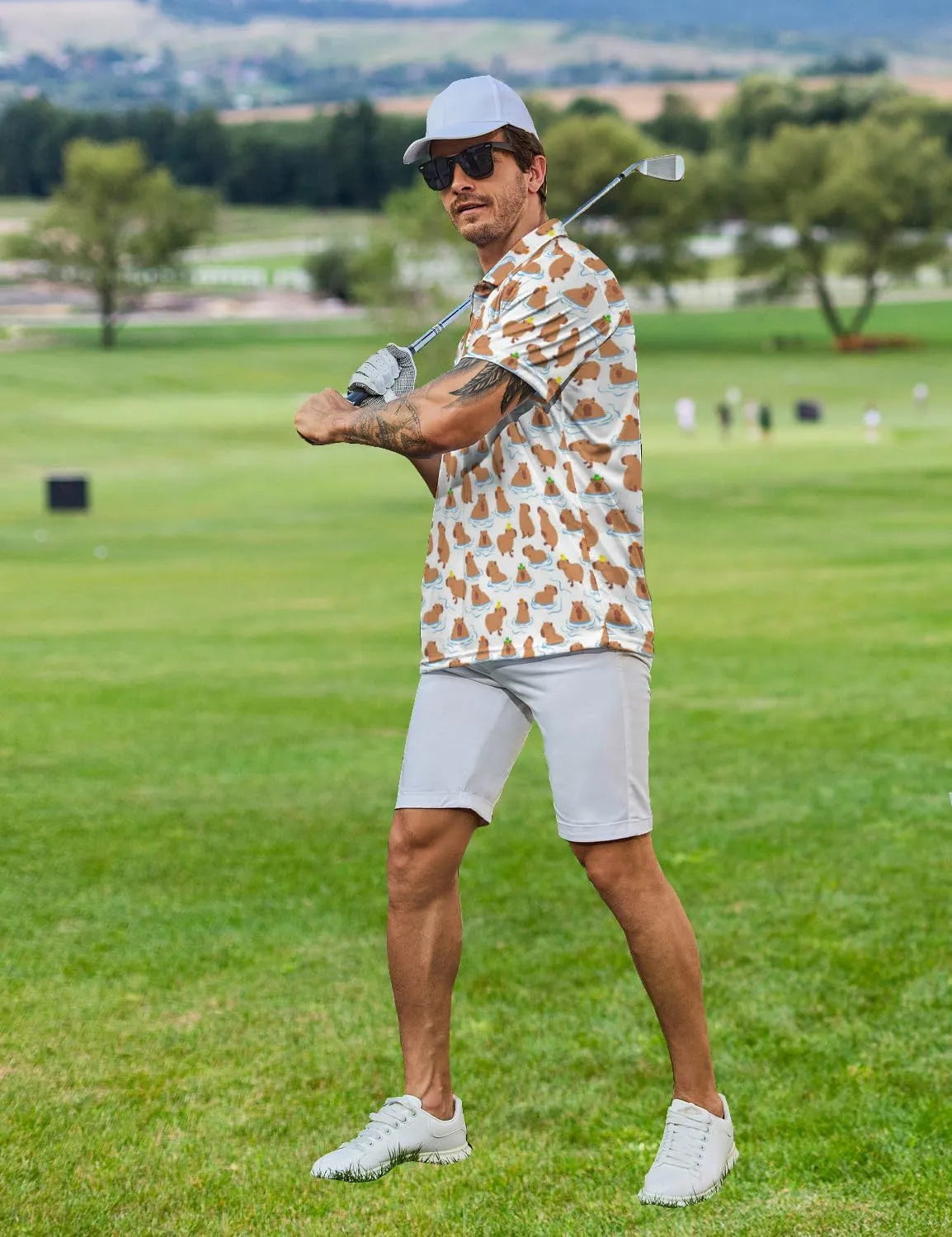 Golf Shirts for Men Funny Golf Polo Shirts Short Sleeve Polo Shirts Moisture Wicking Performance Golf Outfits