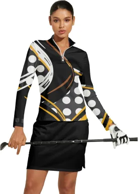 Golf Shirts for Woman UPF 50  Sun Protection Quick Dry Lightweight Long Sleeve Polo Shirts for Woman Rash Guard