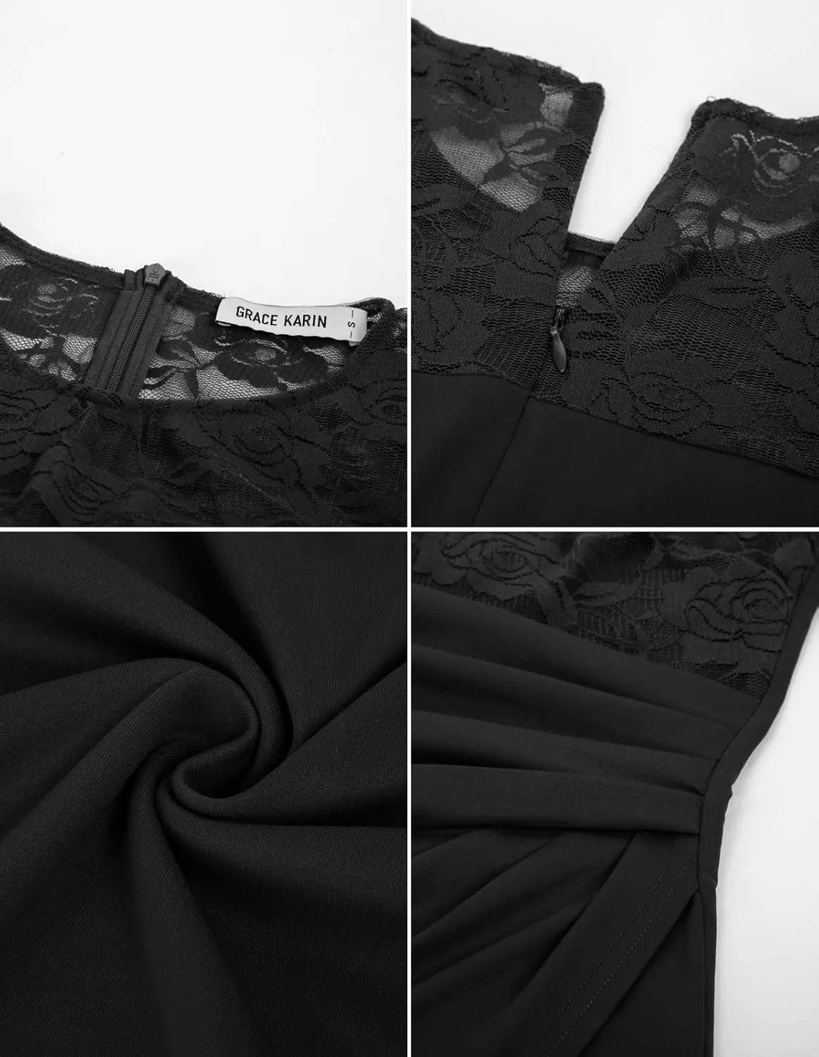 GRACE KARIN Women's Sleeveless Lace Party Cocktail Dress Wrap Ruched Bodycon Dresses