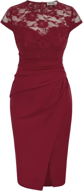 GRACE KARIN Women's Sleeveless Lace Party Cocktail Dress Wrap Ruched Bodycon Dresses