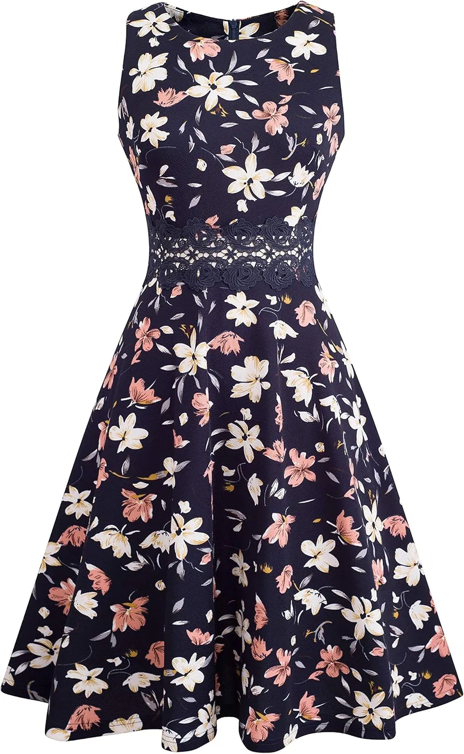 HOMEYEE Women's Cocktail A-Line Embroidery Casual Party Summer Wedding Guest Dress A079