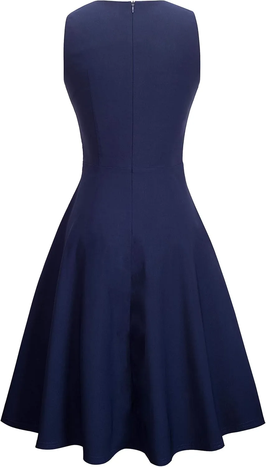 HOMEYEE Women's Cocktail A-Line Embroidery Casual Party Summer Wedding Guest Dress A079