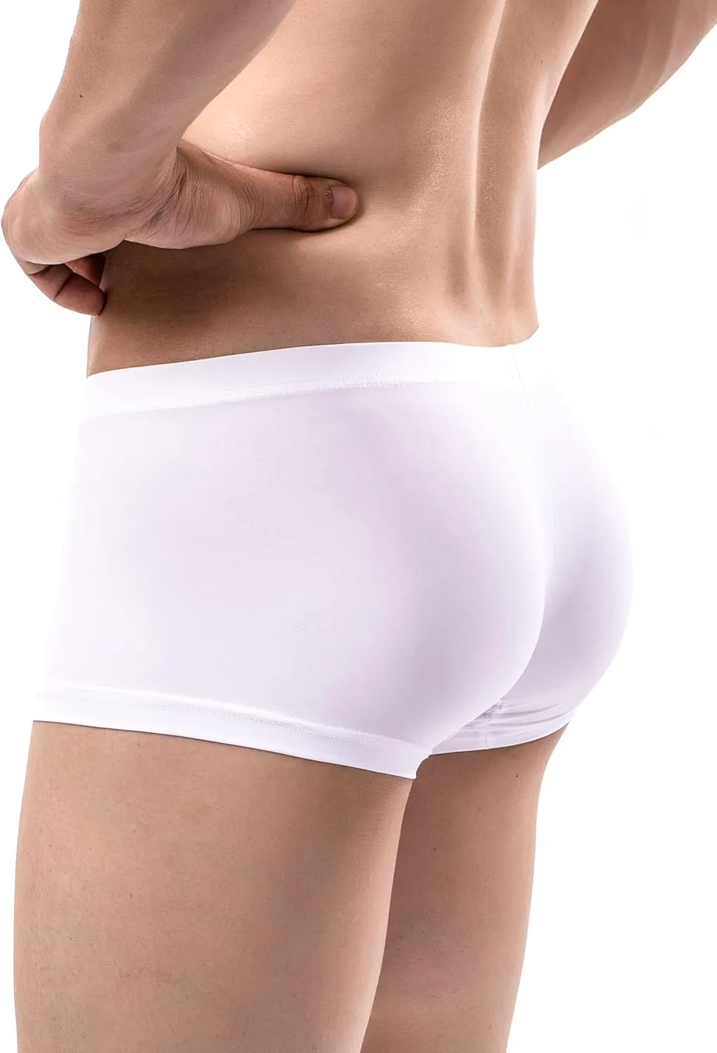 IKINGSKY Men's Silky Boxer Briefs Soft Bulge Shorts Underwear Sexy Low Rise Trunk Under Panties for Men