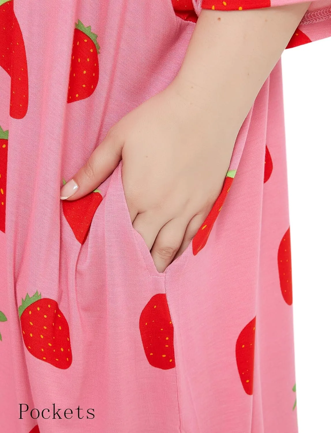 KFUBUO Plus Size Nightgowns for Women Oversized Sleep Tshirts Dress Short Sleeves Sleepwear With Pocket Fit S-5XL