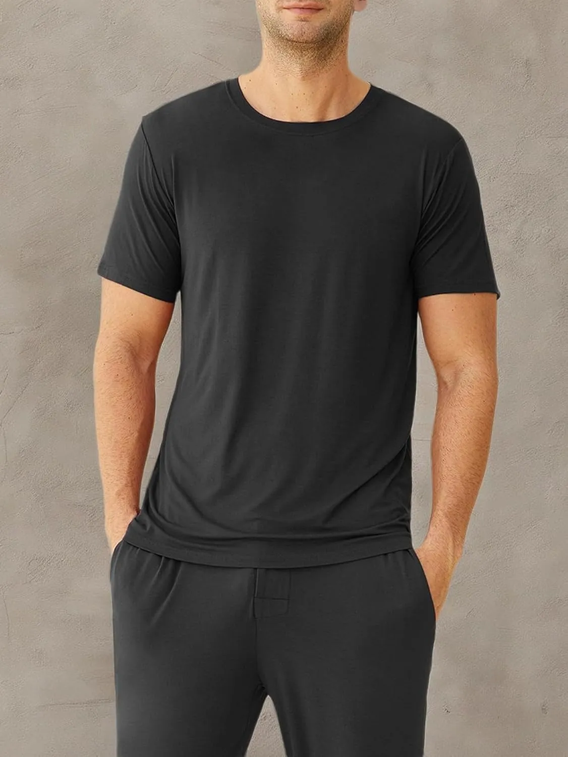 Latuza Men's Viscose Crew Neck Short Sleeves Pajama Sleep Shirt