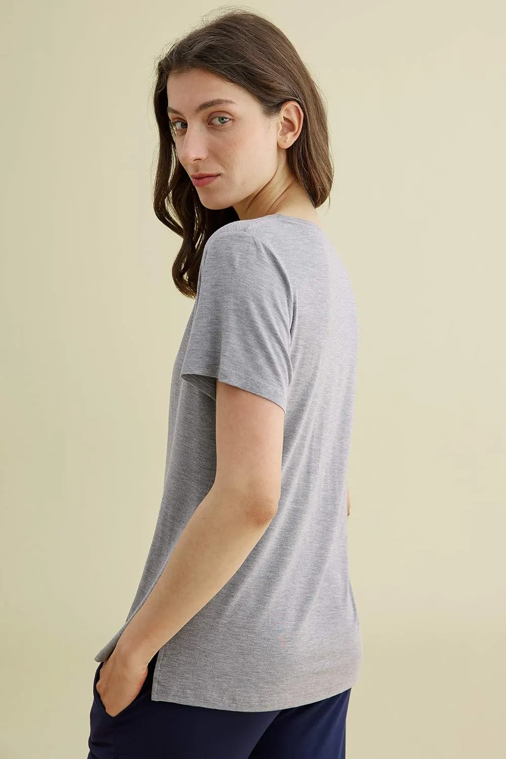 Latuza Women's Viscose Sleep T-Shirt V-Neck Pajamas Top