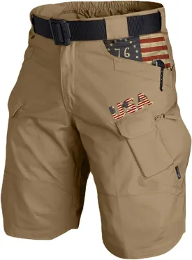 lcyhony Tactical Shorts for Men Lightweight Quick Dry Knee Length Cargo Shorts Casual Print Hiking Pants with Multi Pockets