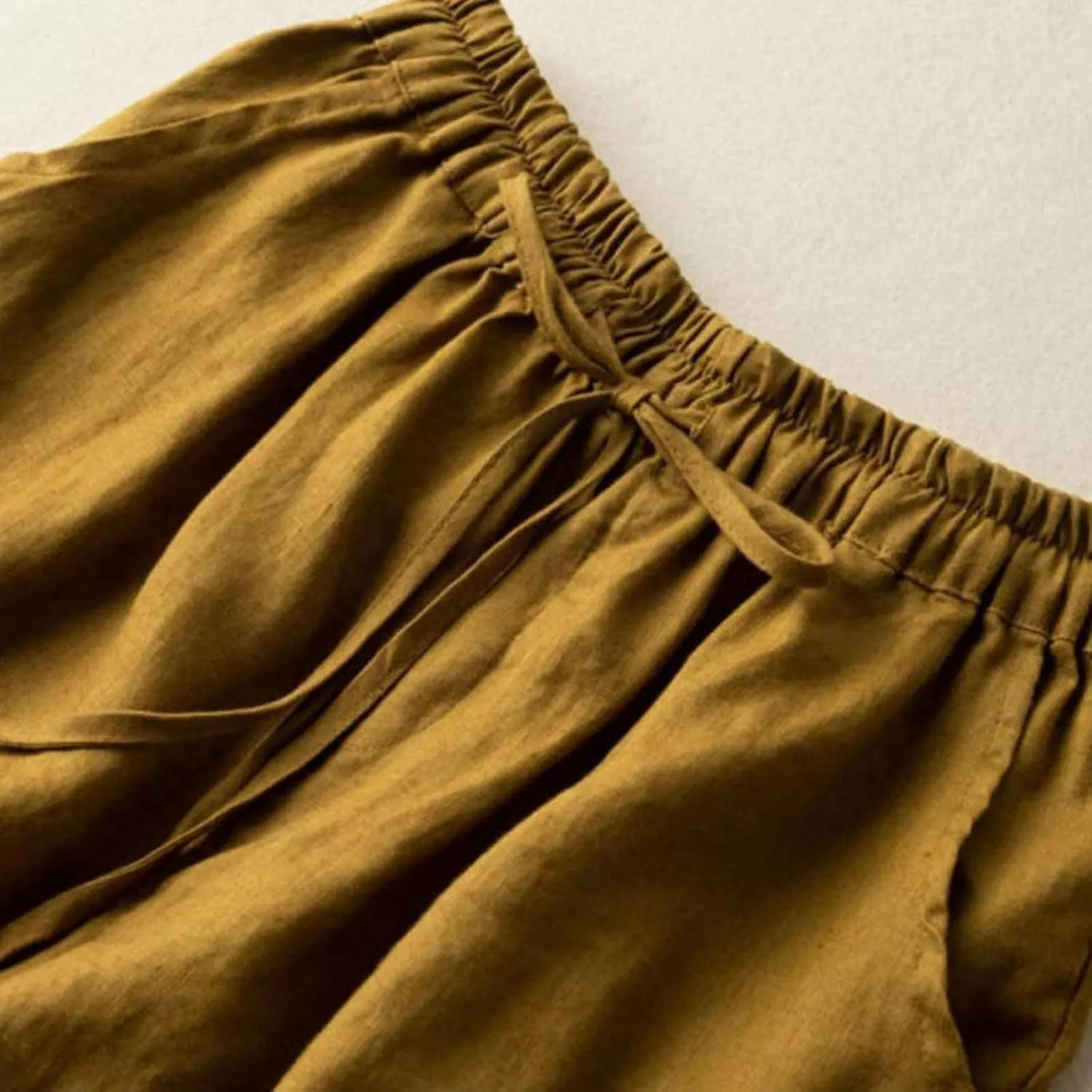 Linen Shorts for Women 2025 Summer Casual Lace Embroidery Shorts Comfy Elastic Waist Gauze Lounge Short with Pockets