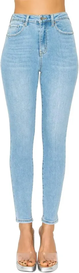 Little Vintage Girls Wax Women's Jeans Butt I Love You Push-UP HIGH-Rise Skinny with Tummy-Tucking Waistband