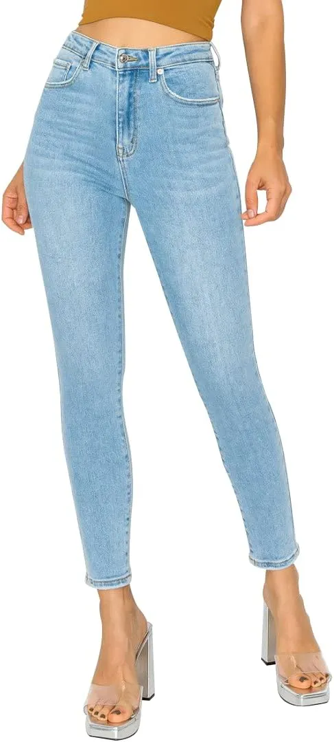 Little Vintage Girls Wax Women's Jeans Butt I Love You Push-UP HIGH-Rise Skinny with Tummy-Tucking Waistband