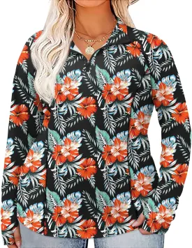 LOMON Womens Plus Size Workout Tops Long Sleeve 1/4 Zip UV Sun Protection Quick Dry Hiking Athletic Shirts Rash Guard UPF 50 