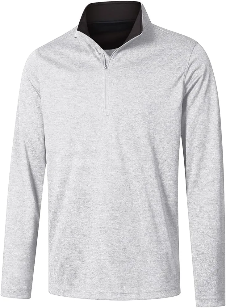 Long Sleeve Golf Shirt Men 1/4 Zip Pullover Mens Long Sleeve Sun Protection Shirts UPF 50 Lightweight Athletic Pullover