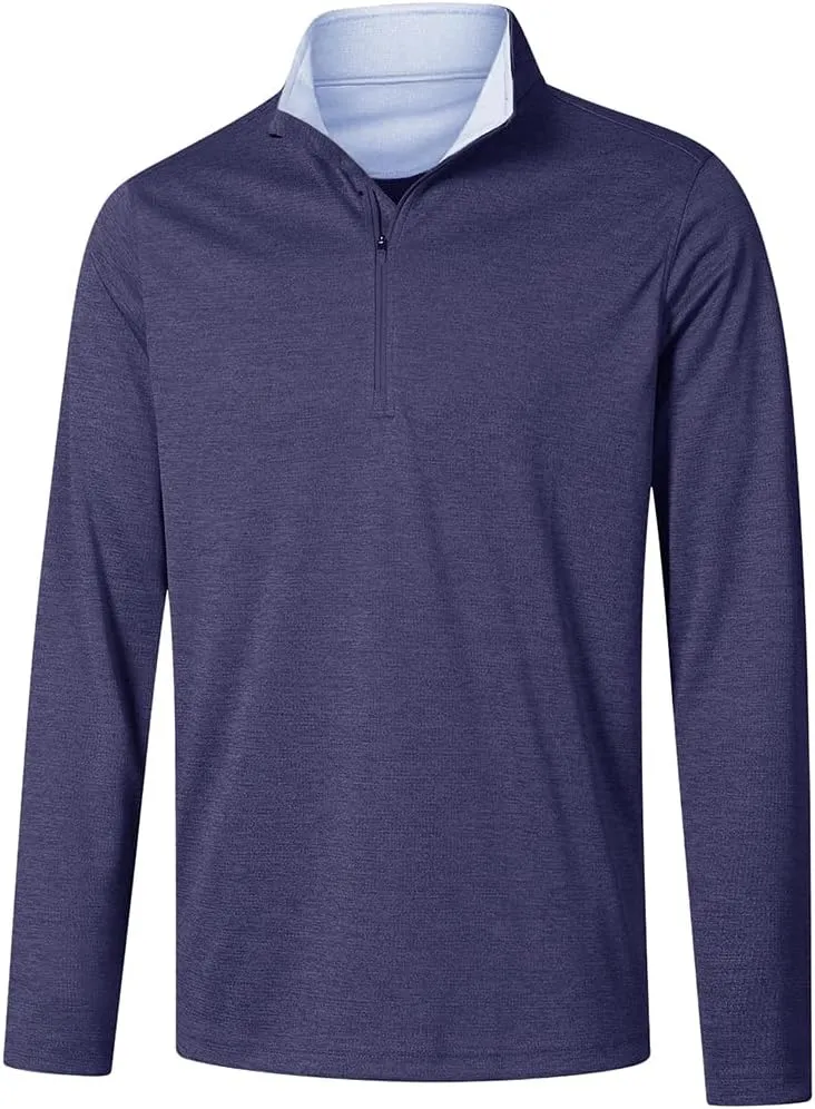 Long Sleeve Golf Shirt Men 1/4 Zip Pullover Mens Long Sleeve Sun Protection Shirts UPF 50 Lightweight Athletic Pullover