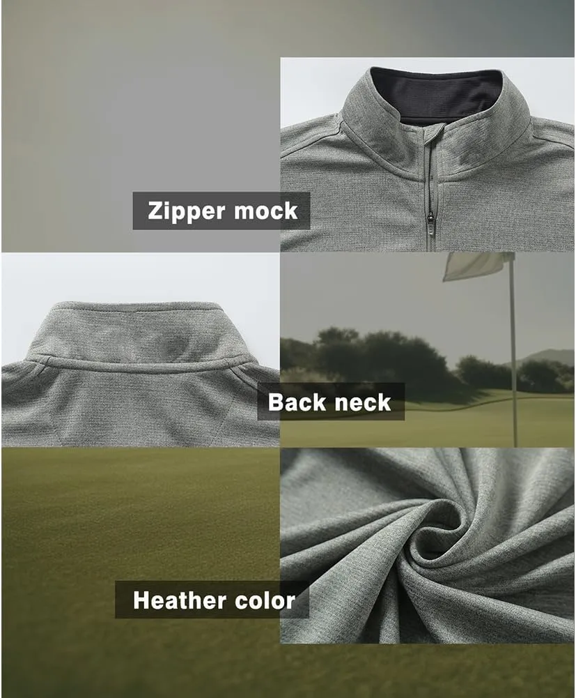 Long Sleeve Golf Shirt Men 1/4 Zip Pullover Mens Long Sleeve Sun Protection Shirts UPF 50 Lightweight Athletic Pullover