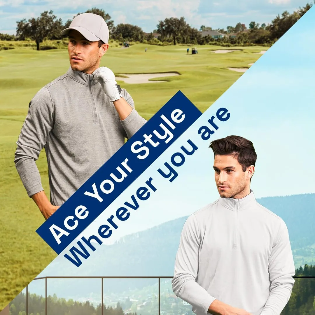 Long Sleeve Golf Shirt Men 1/4 Zip Pullover Mens Long Sleeve Sun Protection Shirts UPF 50 Lightweight Athletic Pullover