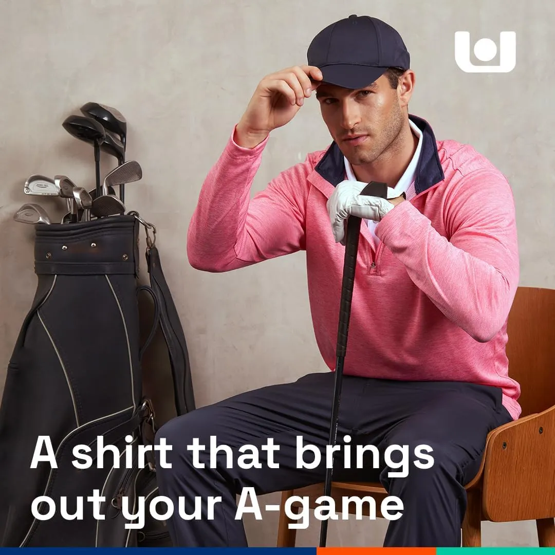 Long Sleeve Golf Shirt Men 1/4 Zip Pullover Mens Long Sleeve Sun Protection Shirts UPF 50 Lightweight Athletic Pullover