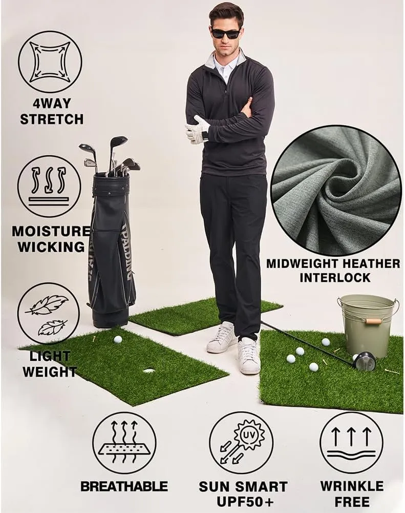 Long Sleeve Golf Shirt Men 1/4 Zip Pullover Mens Long Sleeve Sun Protection Shirts UPF 50 Lightweight Athletic Pullover