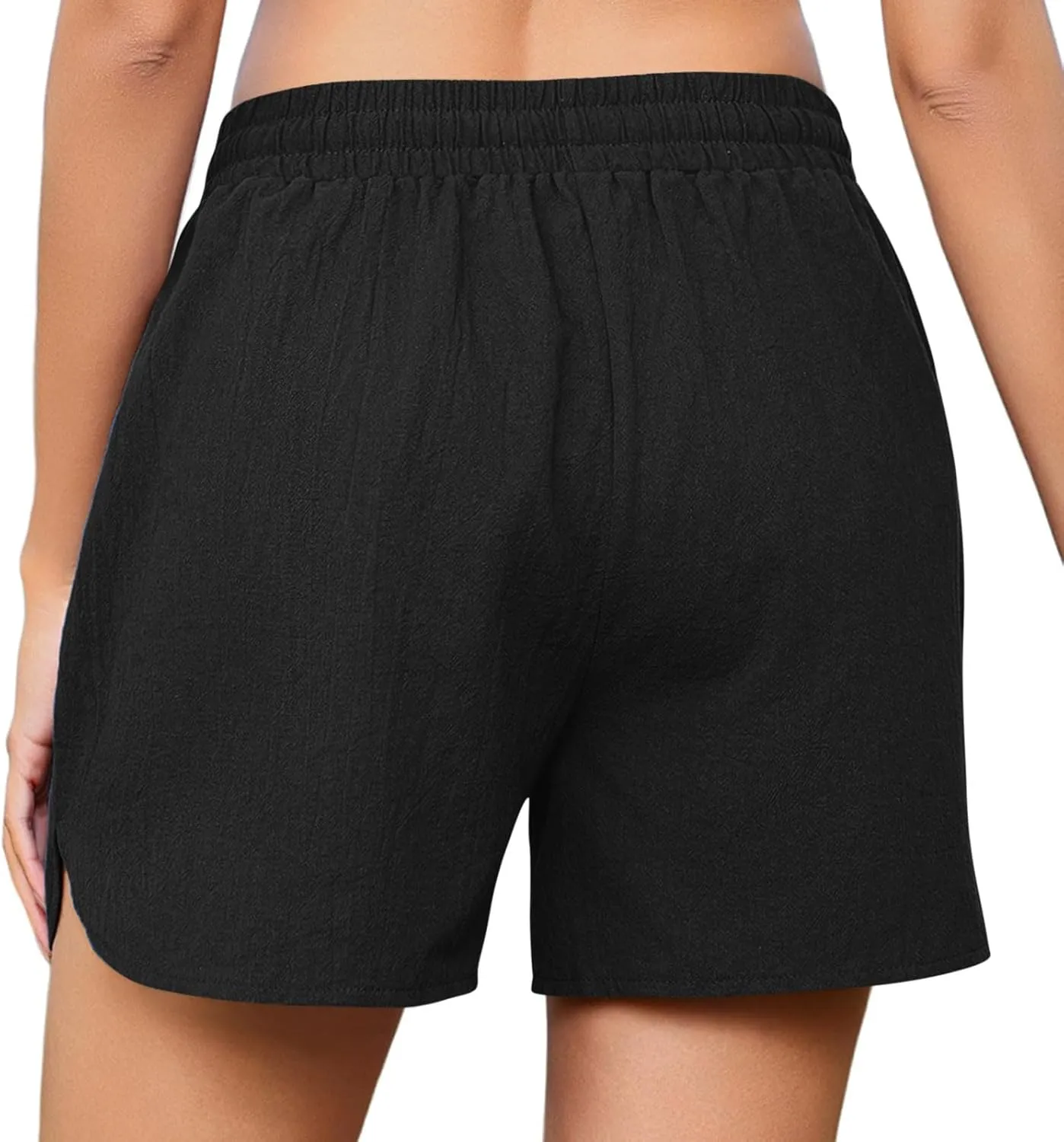 Lounge Shorts for Women Drawstring Summer Pull on Shorts Elastic High Waisted Wide Leg Short Beach Pants with Pockets