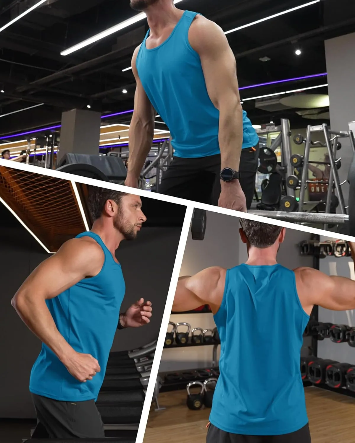 MAGCOMSEN Men's UPF 50  Tank Top Quick Dry Summer Workout Muscle Sleeveless Shirts for Swim Beach Bodybuilding