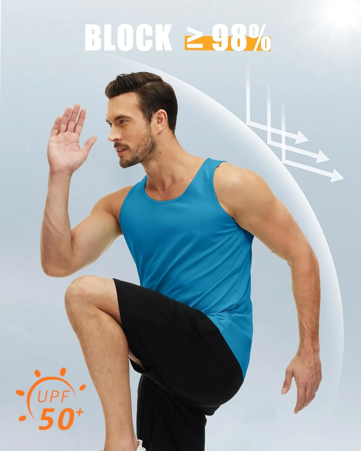 MAGCOMSEN Men's UPF 50  Tank Top Quick Dry Summer Workout Muscle Sleeveless Shirts for Swim Beach Bodybuilding