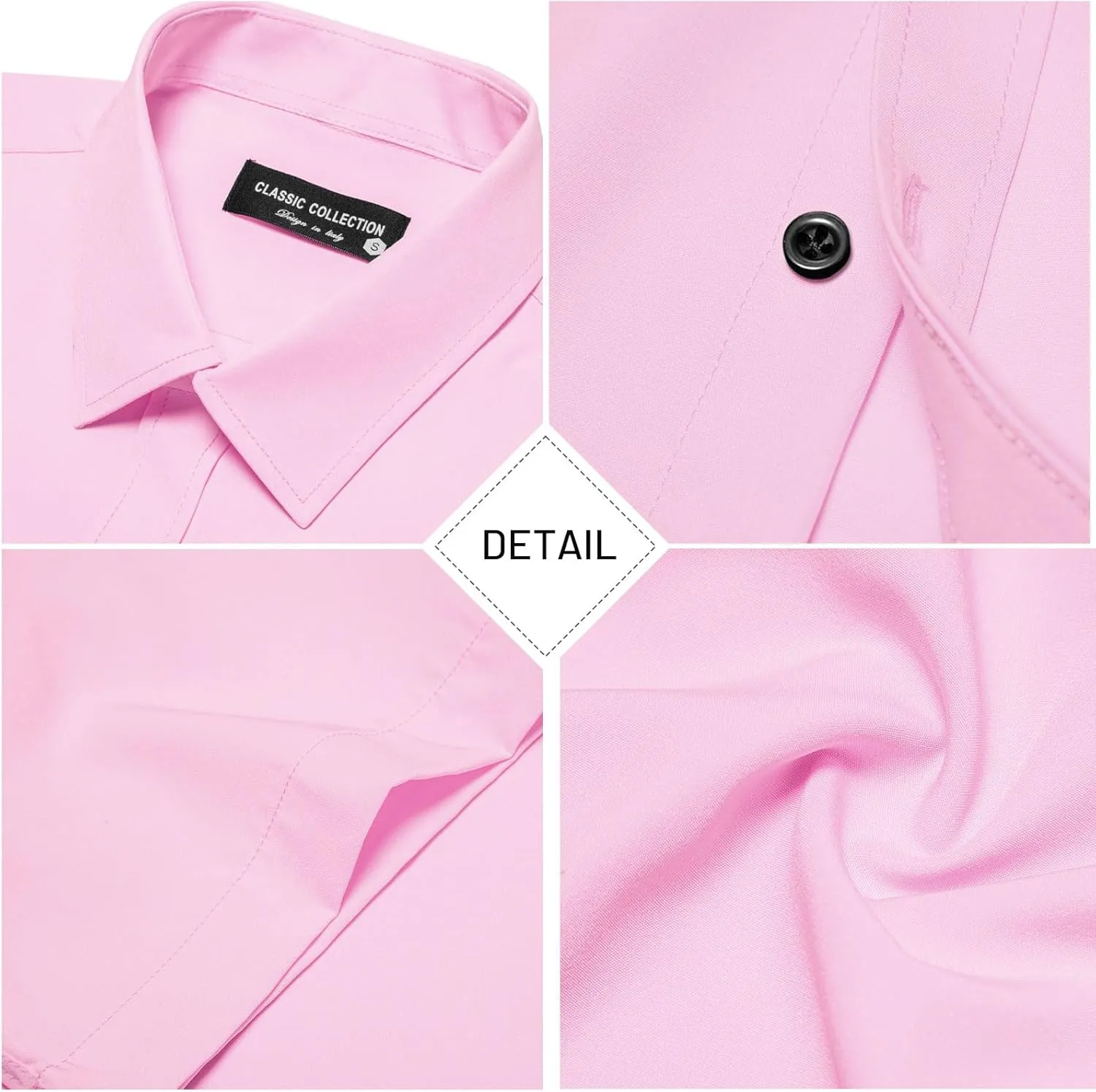 Manwan walk Men's Short Sleeve Casual Button-Down Solid Slim Fit Business Formal Shirts