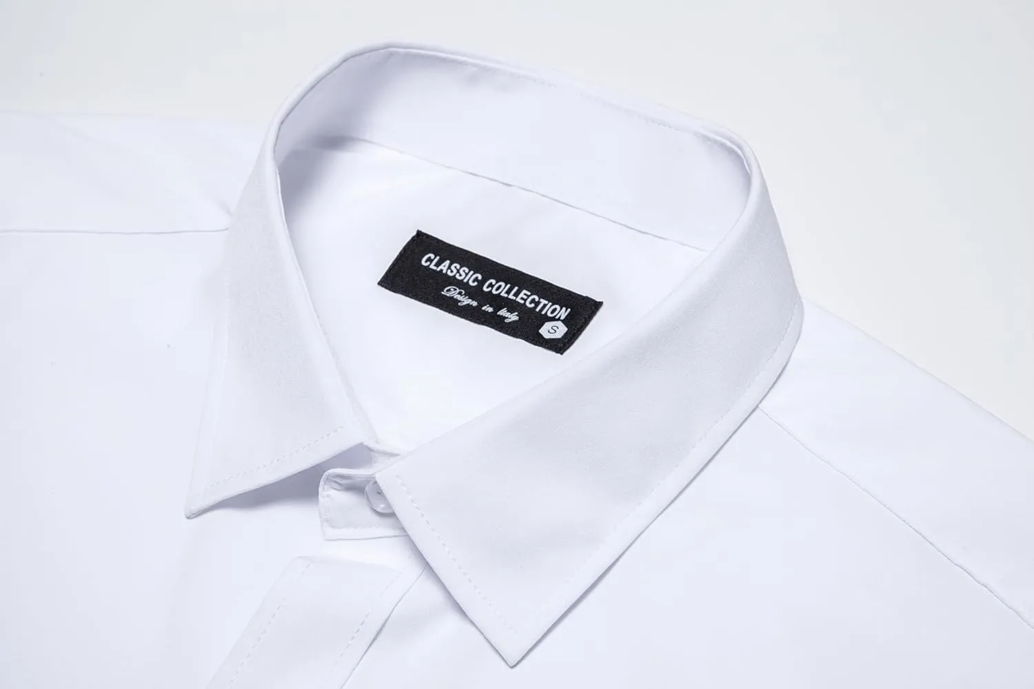 Manwan walk Men's Short Sleeve Casual Button-Down Solid Slim Fit Business Formal Shirts