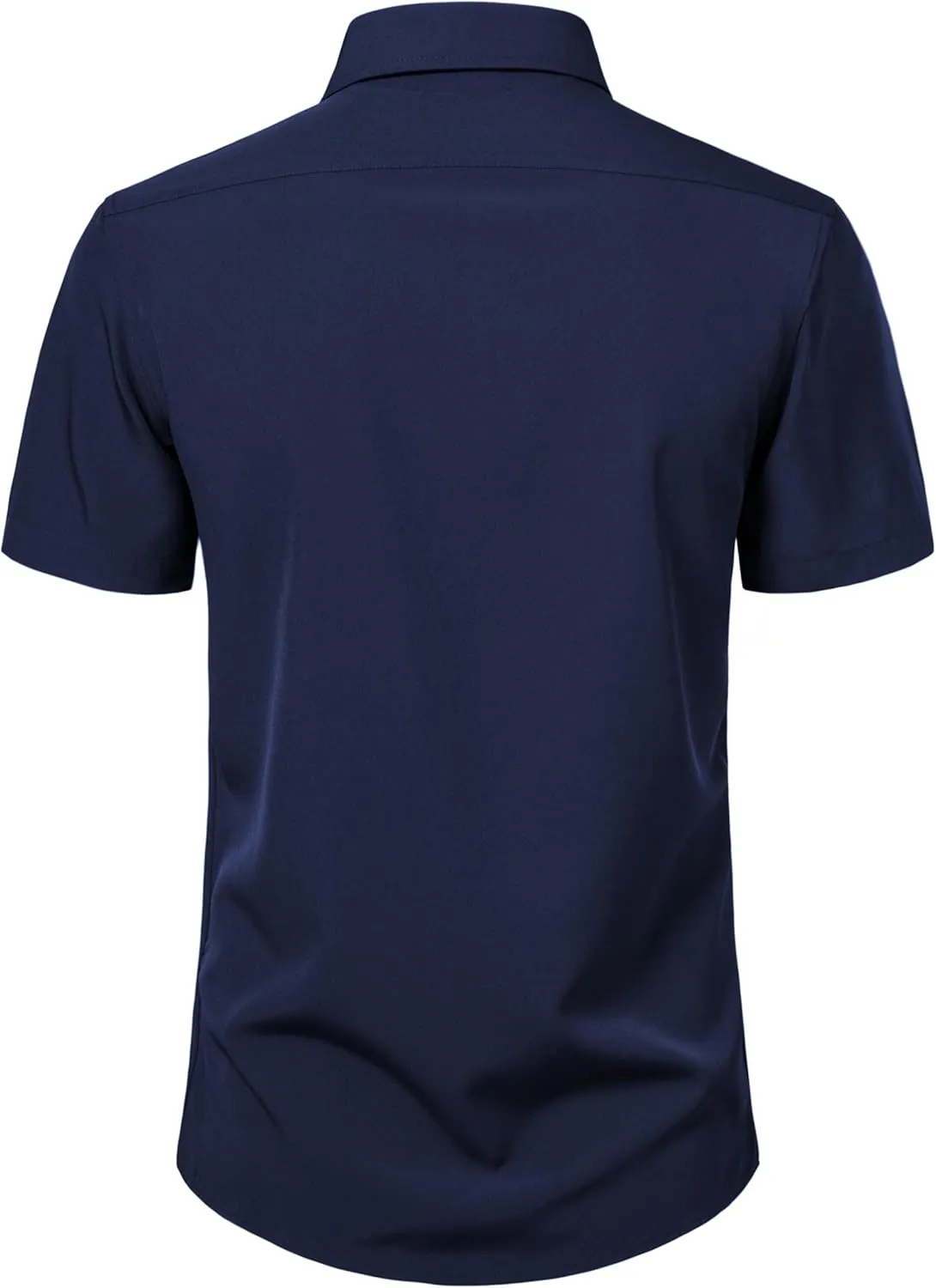 Manwan walk Men's Short Sleeve Casual Button-Down Solid Slim Fit Business Formal Shirts