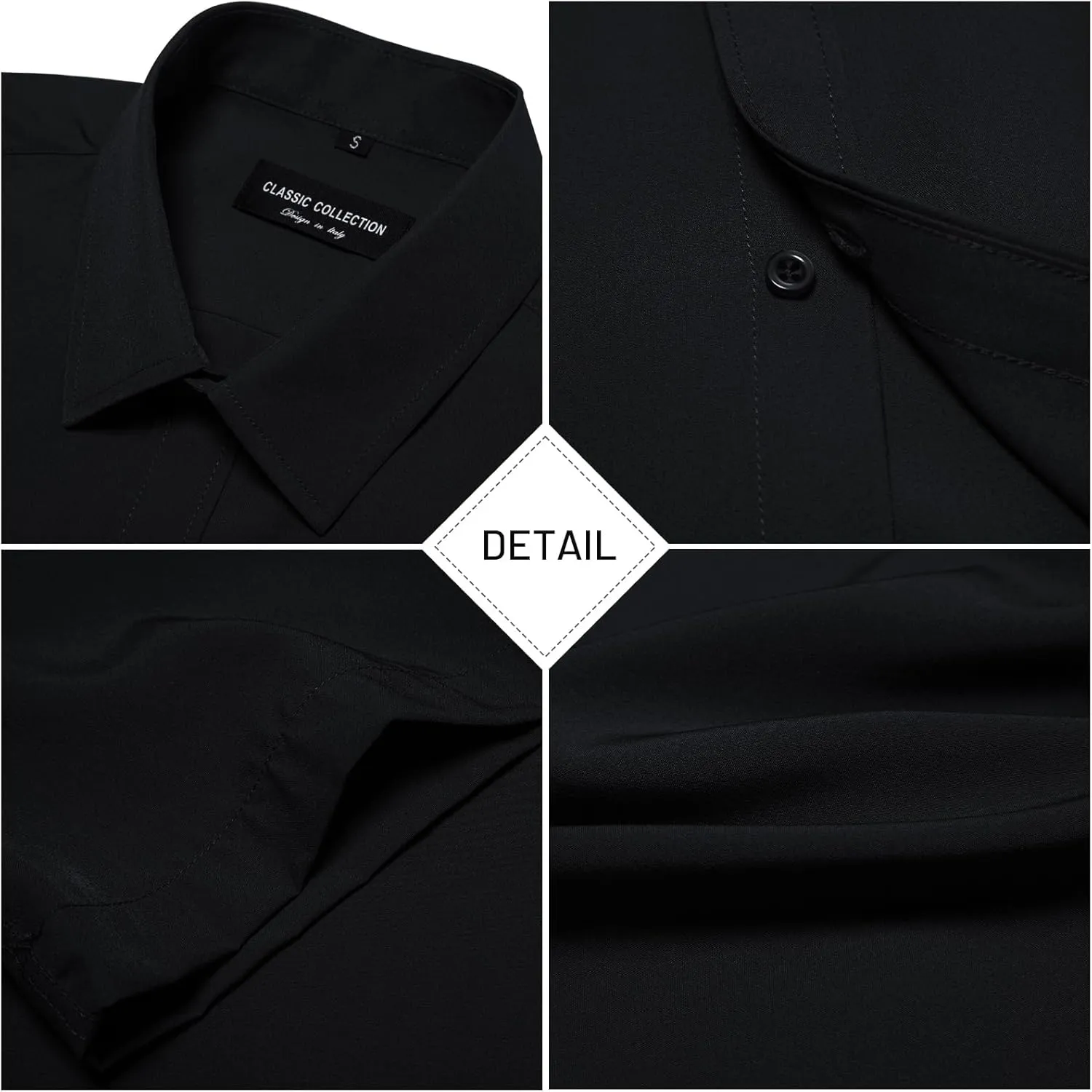 Manwan walk Men's Short Sleeve Casual Button-Down Solid Slim Fit Business Formal Shirts