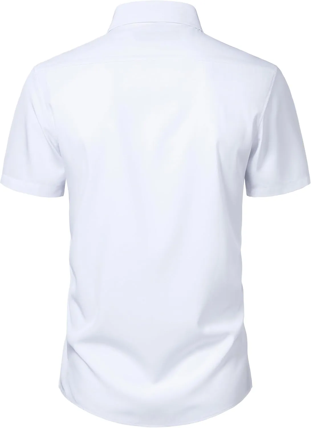 Manwan walk Men's Short Sleeve Casual Button-Down Solid Slim Fit Business Formal Shirts