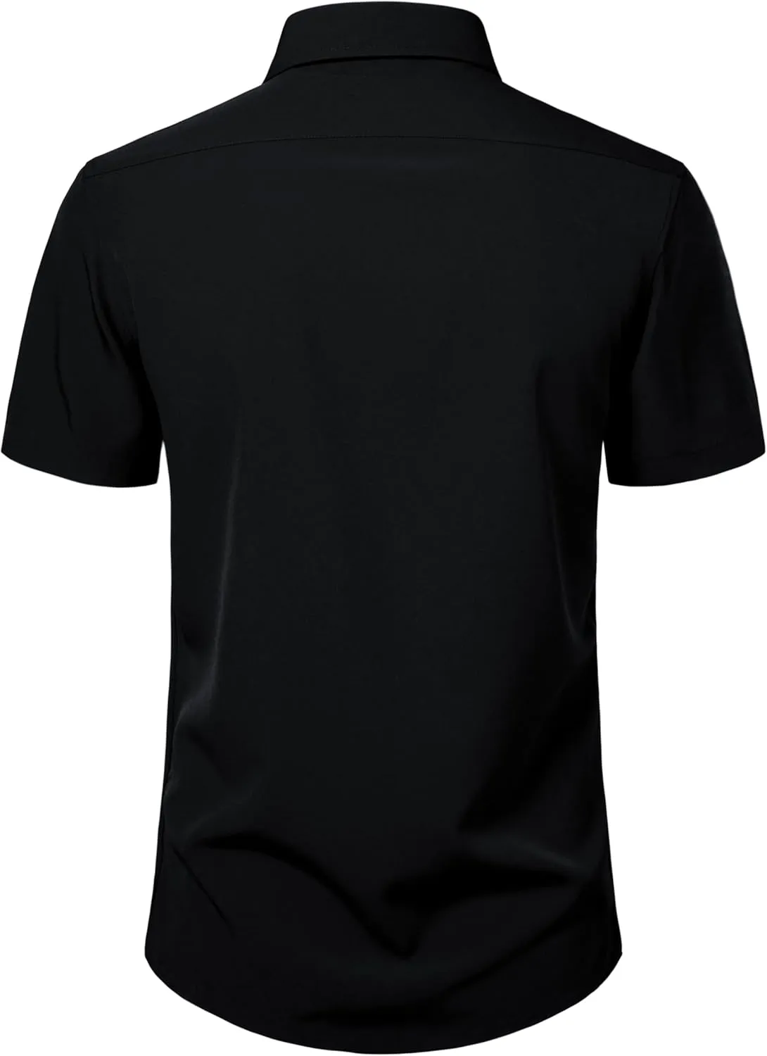 Manwan walk Men's Short Sleeve Casual Button-Down Solid Slim Fit Business Formal Shirts