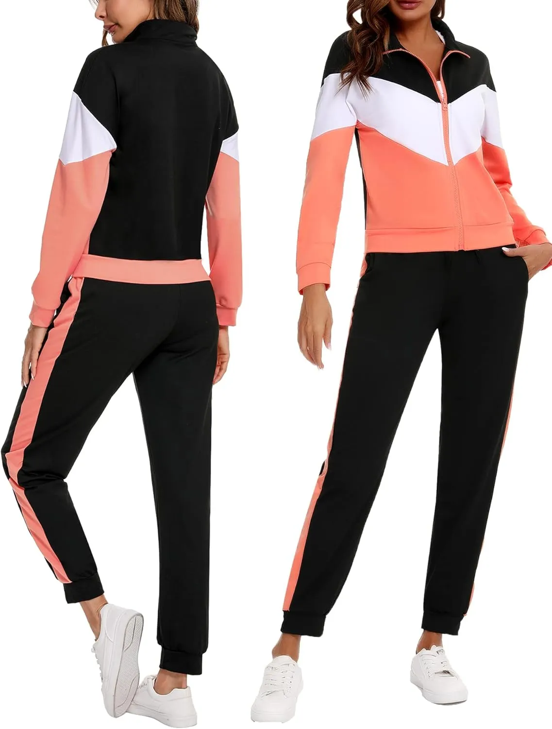 Marvmys Women's Tracksuit Set 2 Piece Sweatsuit Outfits Long Sleeve Zip Up Lounge Jogger Set with Pocket