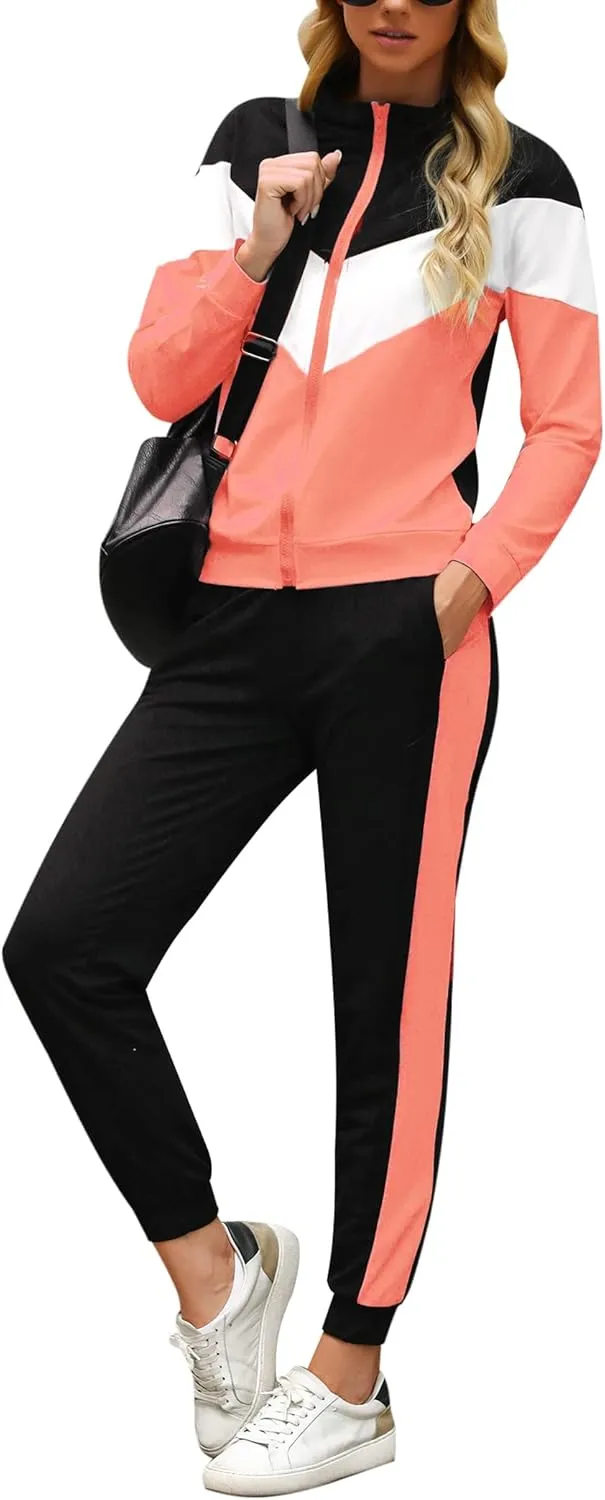 Marvmys Women's Tracksuit Set 2 Piece Sweatsuit Outfits Long Sleeve Zip Up Lounge Jogger Set with Pocket