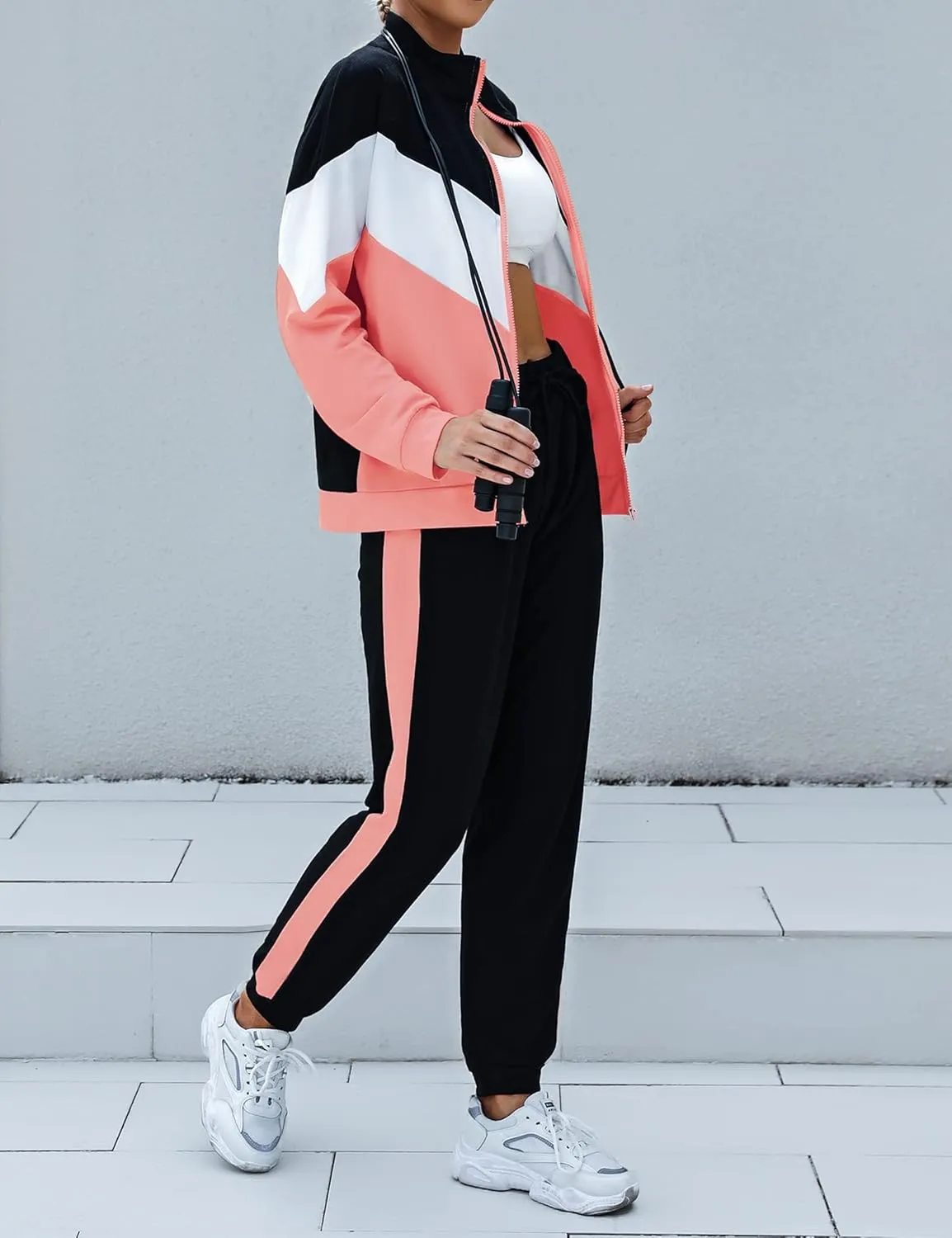 Marvmys Women's Tracksuit Set 2 Piece Sweatsuit Outfits Long Sleeve Zip Up Lounge Jogger Set with Pocket