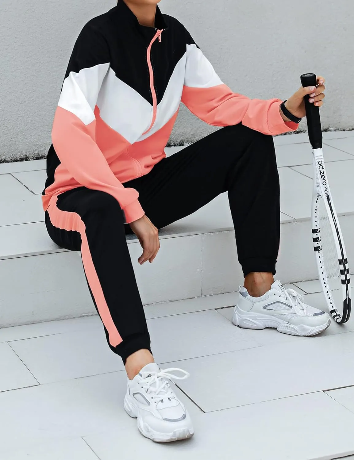 Marvmys Women's Tracksuit Set 2 Piece Sweatsuit Outfits Long Sleeve Zip Up Lounge Jogger Set with Pocket
