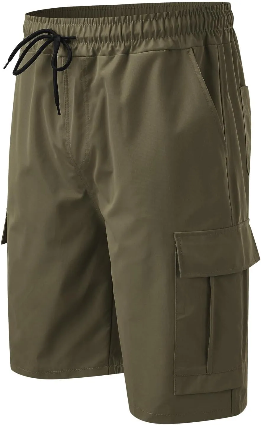 Men's Cotton Cargo Shorts Full Elastic Waist Loose Fit Hiking Pants Summer Casual Lightweight Sports Jogger Short