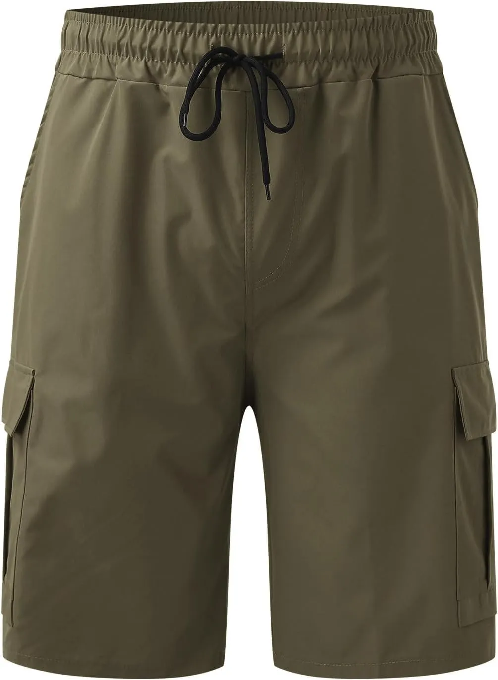 Men's Cotton Cargo Shorts Full Elastic Waist Loose Fit Hiking Pants Summer Casual Lightweight Sports Jogger Short