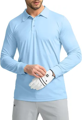Men's Polo Shirt Long Sleeve Golf Shirts Lightweight UPF 50  Sun Protection Cool Shirts for Men Work Fishing Outdoor