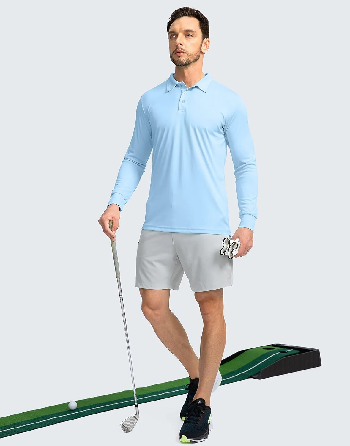 Men's Polo Shirt Long Sleeve Golf Shirts Lightweight UPF 50  Sun Protection Cool Shirts for Men Work Fishing Outdoor