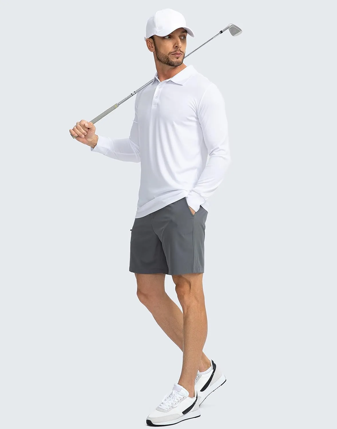 Men's Polo Shirt Long Sleeve Golf Shirts Lightweight UPF 50  Sun Protection Cool Shirts for Men Work Fishing Outdoor