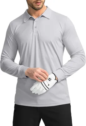 Men's Polo Shirt Long Sleeve Golf Shirts Lightweight UPF 50  Sun Protection Cool Shirts for Men Work Fishing Outdoor