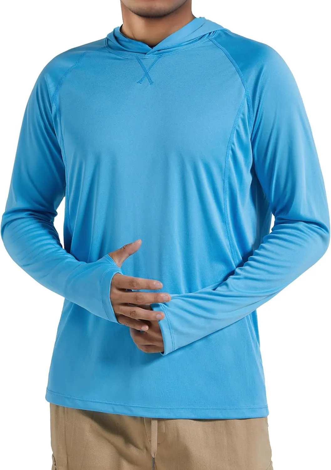 Men's UPF 50  Sun Protection Hoodie Fishing Shirts Long Sleeve Rash Guard SPF UV Shirt with Thumbhole