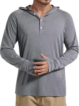 Men's UPF 50  Sun Protection Hoodie Fishing Shirts Long Sleeve Rash Guard SPF UV Shirt with Thumbhole